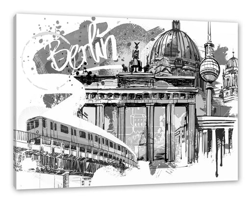 Berlin und seine Wahrzeichen Abstrakt, Monochrome Leinwanbild Rechteckig