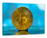 Bitcoin BTC reflektiert Wasser Leinwandbild Rechteckig