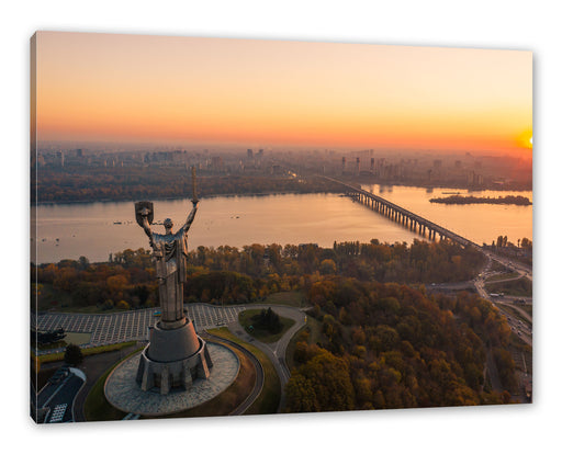 Skyline Kiew Sonnenuntergang Leinwandbild Rechteckig