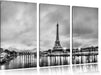 Eifelturm Paris bei Nacht B&W Leinwandbild 3 Teilig