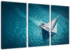 Einsames Segelboot auf dem Meer Leinwanbild 3Teilig