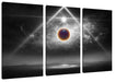 Science Fiction Collage Planeten im Weltraum B&W Detail Leinwanbild 3Teilig