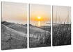 Dünenblick auf Meer bei Sonnenuntergang B&W Detail Leinwanbild 3Teilig