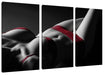 Frauenkörper in sexy roter Unterwäsche B&W Detail Leinwanbild 3Teilig