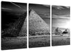 Ägyptische Pyramiden bei Sonnenuntergang, Monochrome Leinwanbild 3Teilig