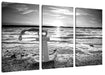 Anker am Ostseestrand im Sonnenuntergang, Monochrome Leinwanbild 3Teilig