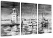 Segelschiffe im Hafen Venedigs, Monochrome Leinwanbild 3Teilig