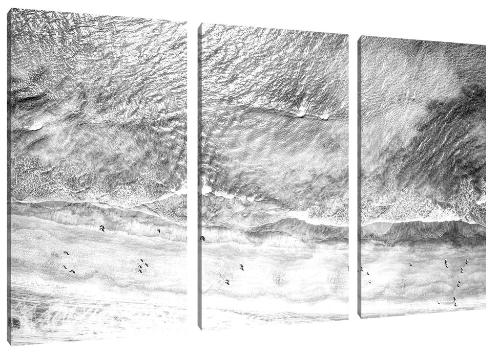 Luftaufnahme von türkisem Meer am Strand, Monochrome Leinwanbild 3Teilig