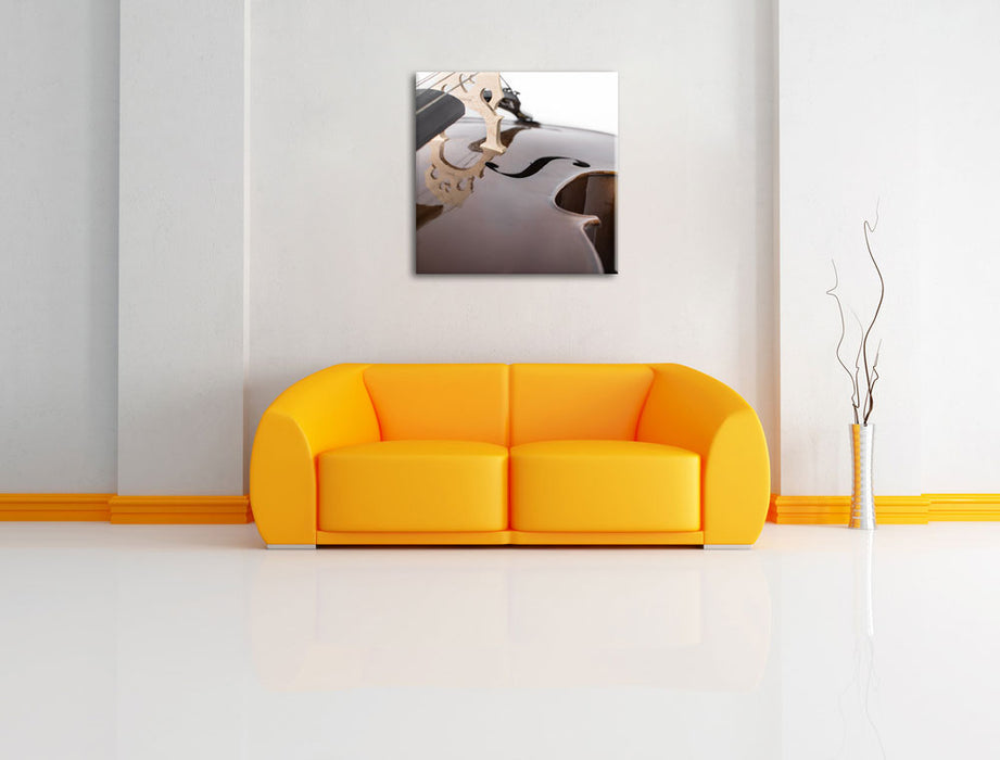 Cello Leinwandbild Quadratisch über Sofa