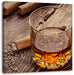 Whisky mit Zigarre Leinwandbild Quadratisch