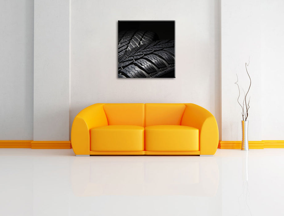 Dark Reifen Leinwandbild Quadratisch über Sofa