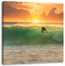 Surfen im Sonnenuntergang Leinwandbild Quadratisch