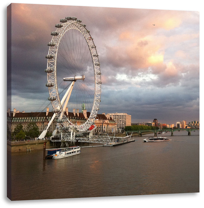 Riesenrad London Eye Leinwandbild Quadratisch