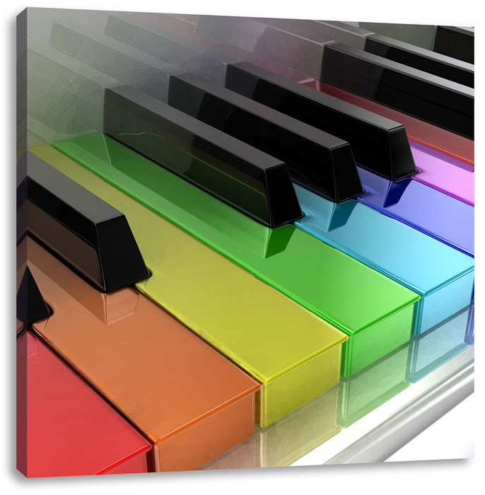 Piano Regenbogen Klaviertasten Leinwandbild Quadratisch