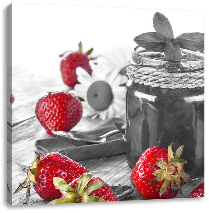 Erdbeeren Marmelade Leinwandbild Quadratisch