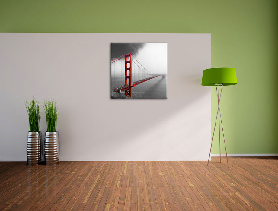 Golden Gate Bridge USA Leinwand Quadratisch im Flur