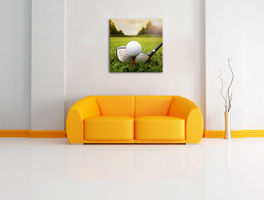 Golf Abschlag Leinwandbild Quadratisch über Sofa