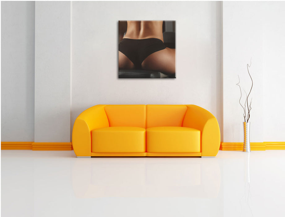 Frauenkörper von hinten Leinwandbild Quadratisch über Sofa