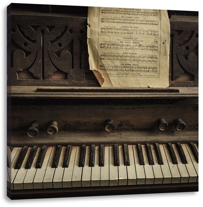 Klavier mit Notenblatt Leinwandbild Quadratisch