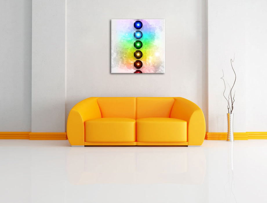 Chakra Eneregieelemente Leinwandbild Quadratisch über Sofa