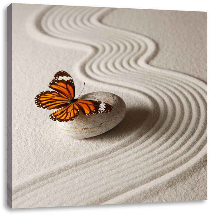 Zen Schmetterling Leinwandbild Quadratisch