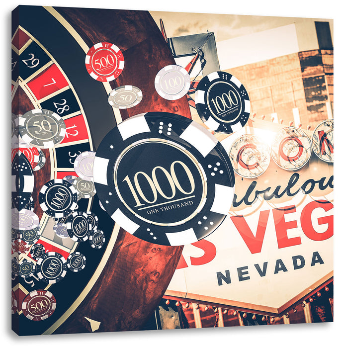 Las Vegas Casino Roulette Leinwandbild Quadratisch