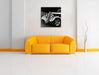 Luxus Schwarz weiß Oldtimer Leinwandbild Quadratisch über Sofa