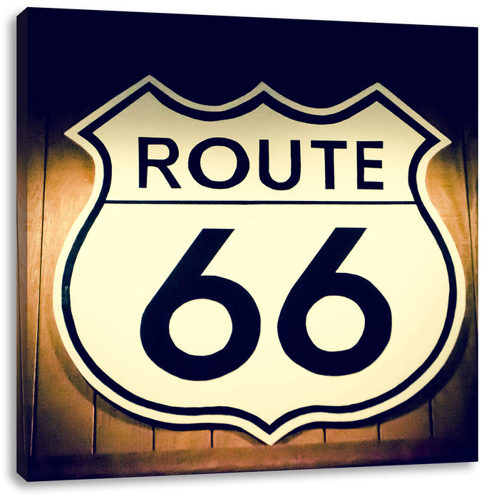 Modernes Route 66 Schild Leinwandbild Quadratisch