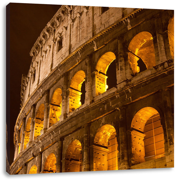 Amphitheater in Rom bei Nacht Leinwandbild Quadratisch