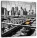 Gelbes Taxi in New York auf Brücke Leinwandbild Quadratisch