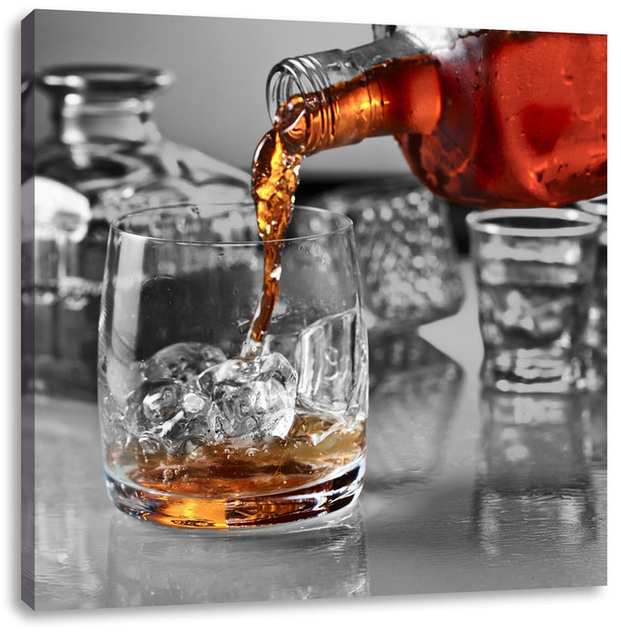 Whiskey im Glas Leinwandbild Quadratisch