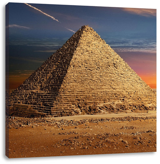 Ägyptische Pyramiden bei Sonnenuntergang Leinwanbild Quadratisch