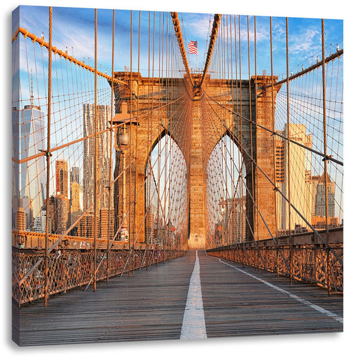 Leere Brooklyn Bridge in New York City Leinwanbild Quadratisch