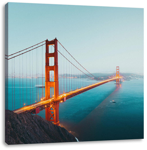 Golden Gate Bridge in der Abenddämmerung Leinwanbild Quadratisch