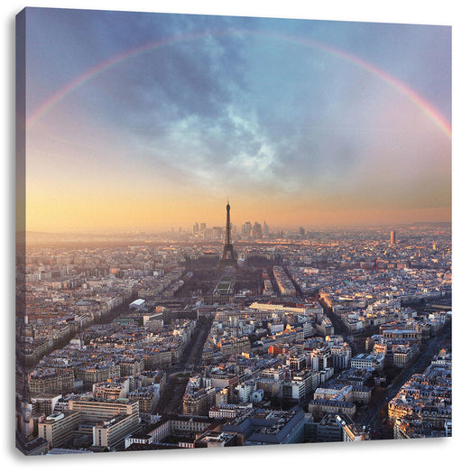 Panorama Regenbogen über Paris Leinwanbild Quadratisch