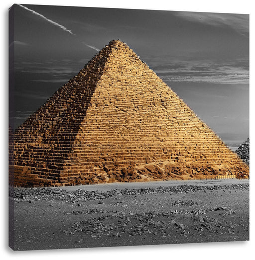 Ägyptische Pyramiden bei Sonnenuntergang B&W Detail Leinwanbild Quadratisch