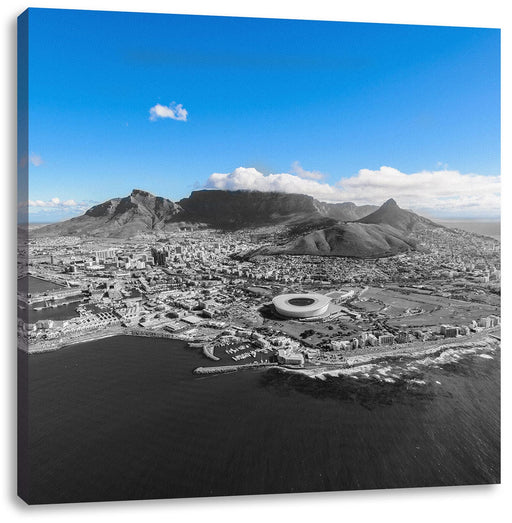 Luftaufnahme von Kapstadt B&W Detail Leinwanbild Quadratisch