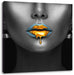 Frauenmund mit goldenem Gloss B&W Detail Leinwanbild Quadratisch