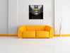 Frauenmund mit goldenem Gloss B&W Detail Leinwanbild Wohnzimmer Quadratisch