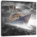 Fischerboot im Sturm auf hoher See B&W Detail Leinwanbild Quadratisch