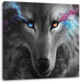 Abstrakter Wolf mit rauchenden Augen B&W Detail Leinwanbild Quadratisch