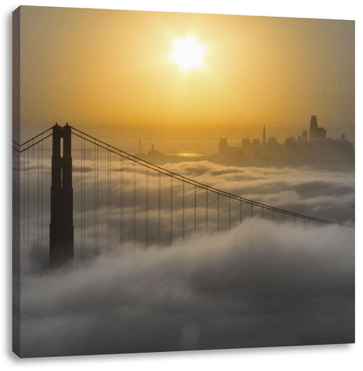 Golden Gate Bridge im Sonnenaufgang B&W Detail Leinwanbild Quadratisch