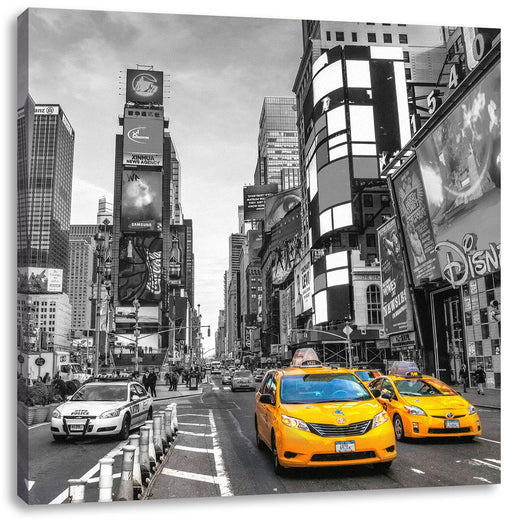 Times Square in new York City B&W Detail Leinwanbild Quadratisch