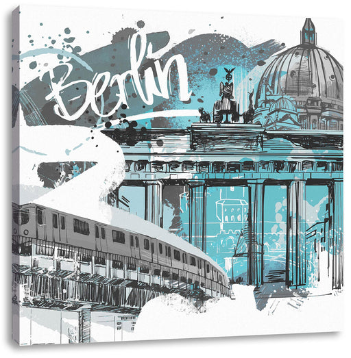 Berlin und seine Wahrzeichen Abstrakt B&W Detail Leinwanbild Quadratisch