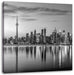Skyline Toronto in der Abenddämmerung, Monochrome Leinwanbild Quadratisch