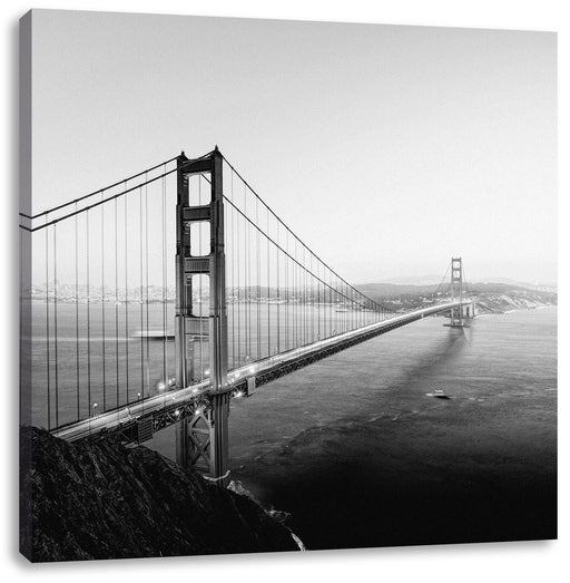 Golden Gate Bridge in der Abenddämmerung, Monochrome Leinwanbild Quadratisch