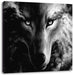 Abstrakter Wolf mit rauchenden Augen, Monochrome Leinwanbild Quadratisch