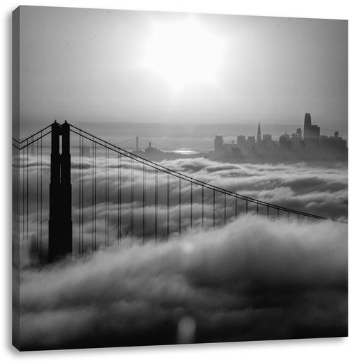 Golden Gate Bridge im Sonnenaufgang, Monochrome Leinwanbild Quadratisch