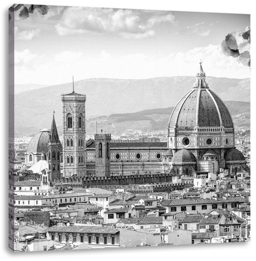 Hausdächer und Kirche in Florenz, Monochrome Leinwanbild Quadratisch