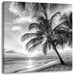 Palmen im Sonnenuntergang auf Barbados, Monochrome Leinwanbild Quadratisch